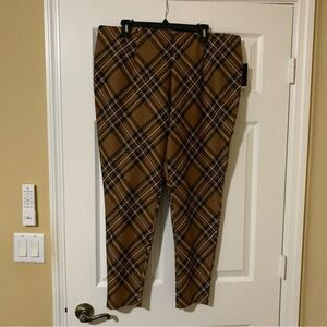 Slim Factor by Investments Brown Plaid Women’s Legging Size XL‎ Casual Fall